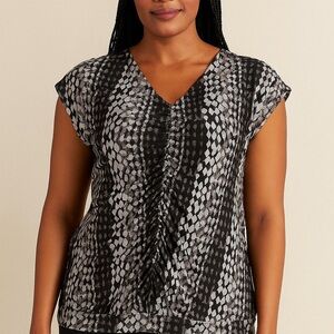 Worthington Black and Gray Patterned Blouse